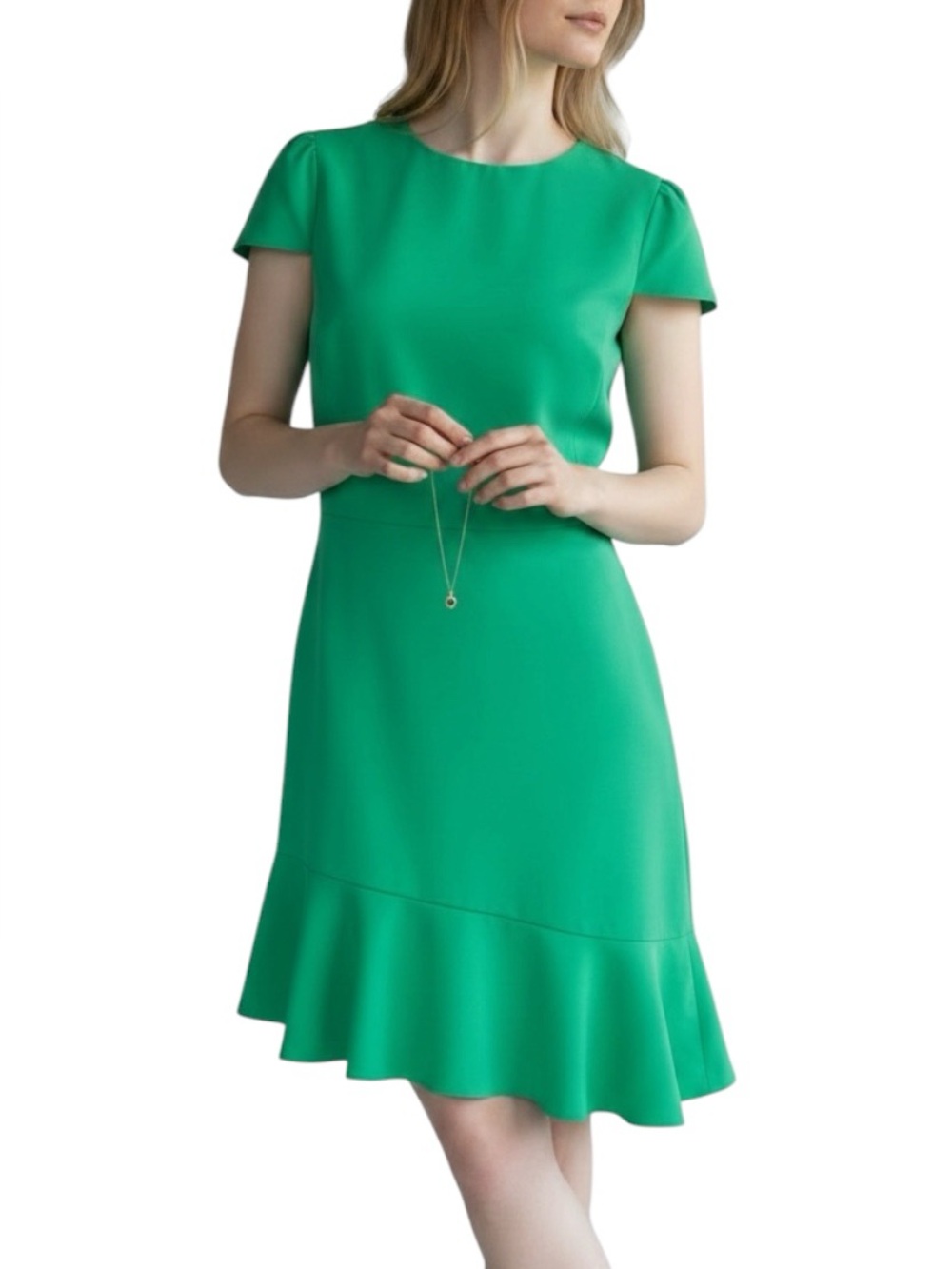 Alice + Olivia Fable Ruffle Hem Cap Sleeve Mini Dress Green Mint Kelly 4